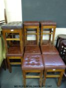 Twelve oak and faux leather stools