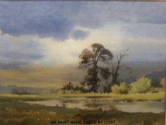 Denis Pannett watercolour 'Evening Rain, Chess Valley', signed lower left,