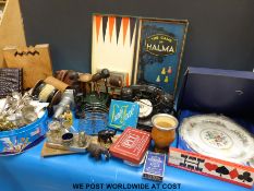 A box of collectables to include collectors spoons, pipes,