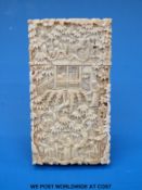 A Chinese Canton carved ivory card case (8cm long)