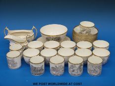 A collection of early 19thC Spode teaware (c1810) printed with sporting and wildlife scenes