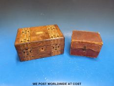 An inlaid jewellery box together with a cased small bible and prayer book