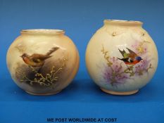 A Royal Worcester hand painted vase decorated with a goldfinch together with a Locke & Co hand