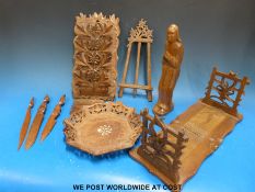 A continental carved eidleweiss letter rack,