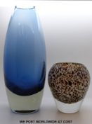 Riihimaki blue glass vase of tapering form with mark and 1330 to base (28cm tall) together with a