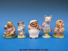 Five (BP3b) Beswick Beatrix Potter figures: Mrs Tiggy Winkle, Thomasina Tittlemouse, Pigling Bland,