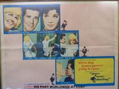 Two 1960s framed film posters, Doris Day, James Garner,