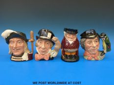 Four Royal Doulton character jug and one toby jug: Huntsman, Walrus & Carpenter,