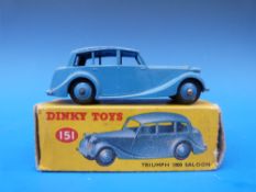 Dinky Toys die cast model Triumph 1800 saloon 151 in original box.
