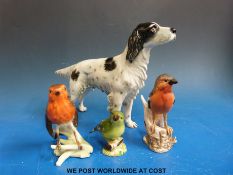 Two Goebel robins, a Goebel Setter (all half bees, W.