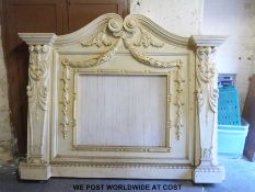 A large gilt and painted fire or similar surround (W 237 x H187cm)