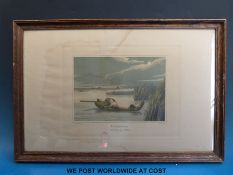 Henry Alken print 'Sledging Working up to a Wake', of a man duck shooting on the Norfolk broads.