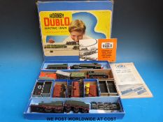 Hornby Dublo 00 gauge train set box filled with various locomotives and wagons