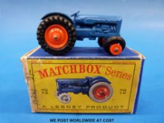 Matchbox Lesney type D diecast model Fordson tractor with blue body,