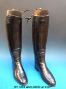 A vintage pair of riding boots with trees, c1940s,