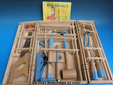 A child's miniature tool set in original box with Billy Build's paper instruction manual