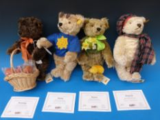 Four Steiff bears, 'Scrumpy', 'Sunny', 'Hamish', 'Dylan',