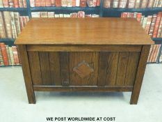 A stained wood blanket box (width 98cm)
