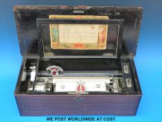 A c1890 Palliad of St Croix (P V F) six air cylinder musical box with nickel plated mechanism,