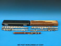 Two cased flutes (Lefteur and Hoosier) and a rosewood example