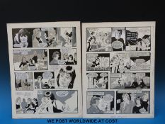 Flintlock pop group the early years: two black and white pen and ink original art pages by Bill