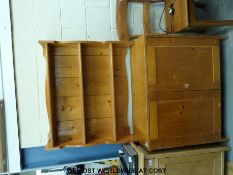 A pine dresser with plate rack above (width 90cm)