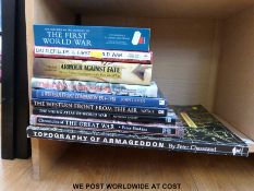 A selection of titles about the battlefields of the First World War including Peter Chasseaud,