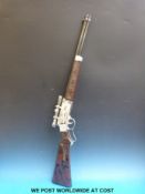 Crescent Toys Rustler Laramie repeater rifle with chrome fittings and brown plastic butt featuring