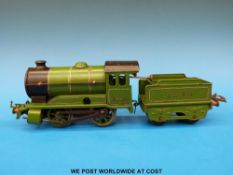 Hornby 0 gauge LNER 0-4-0 type 501 clockwork locomotive and tender 1842 in green livery