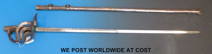 An early 20thC Italian infantry officer's sword with etched blade and horn grips,