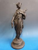 A spelter figurine of a mythical lady (height 41cm)
