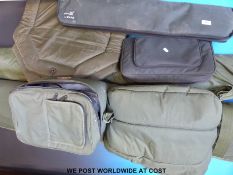 A quantity of carp and coarse fishing equipment including John Wilson quiver, oval umbrella,