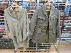 British Army officer's tunic, with brass Wiltshire Yeomanry buttons and officer's collar badges,