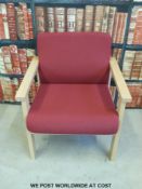 Four new beech framed armchairs