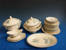An early 20thC French St Amand Hamage children's dinner service comprising tureens, plates,