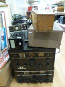 Two c1930 RCA amateur radio transceiver units, models AR88LF, a boxed possible aerial base,