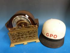 A quantity of collectables to include GPO helmet, Avo meter, mantel clock,