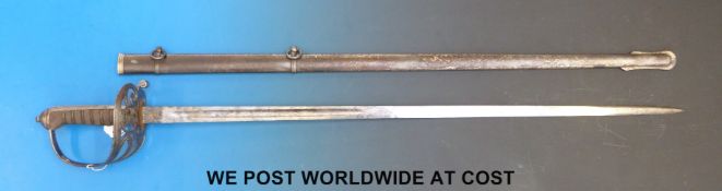 An 1892 pattern George V NCO's sword in scabbard