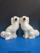 Three pairs of 19thC Staffordshire mantel dogs.