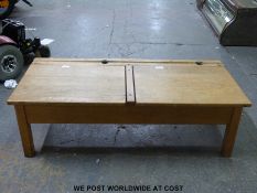 A pine double desk (W102 cm)