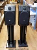 A pair of B & W (Bower & Wilkins) CDM1 120 watt special edition speakers and stands.