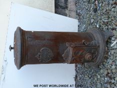 A large cast iron stove