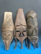 Three Hawaiian masks