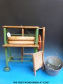 A 1951 Tri-ang children's washing set comprising mangle, clothes horse, galvanised tub,