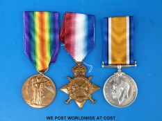 A WWI medal trio awarded to J W Nightscales Asst. Std.