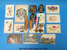 A trio of WWI medals awarded to 2989 Cpl C Iddenden 4 - Lond R together with 1917 Christmas