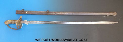 An 1845 pattern infantry officer's sword in scabbard by Hobson and Sons, Little Windmills, London.