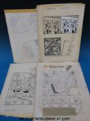 Selection of Illustrations and puzzle pages from comics and annuals from various artists including