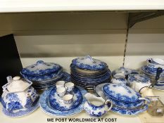 A quantity of blue and white ceramics including Royal Doulton Melrose pattern c1900,