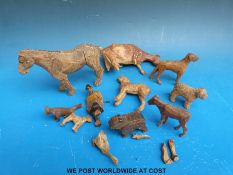 A collection  of Victorian carved wooden farm animals